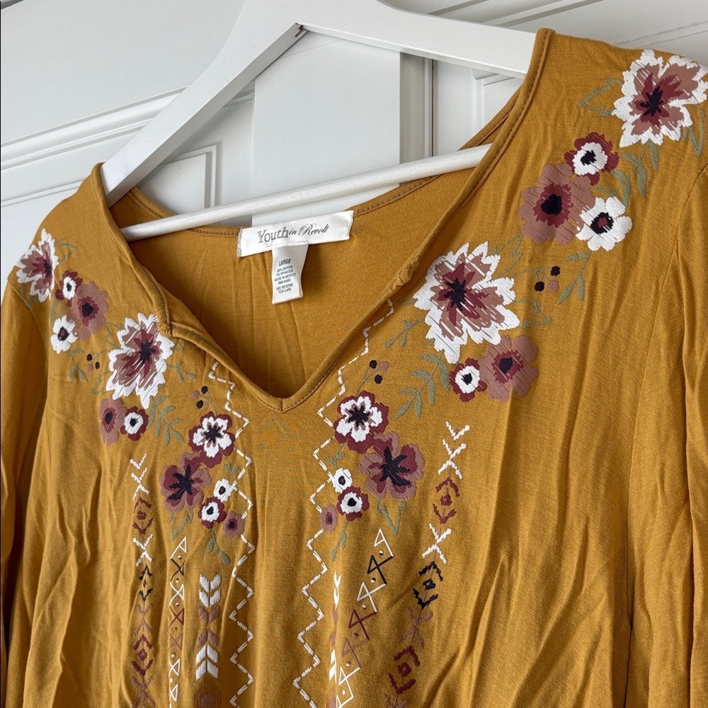 Youth in Revolt Floral Mustard Blouse large - Picture 3 of 5